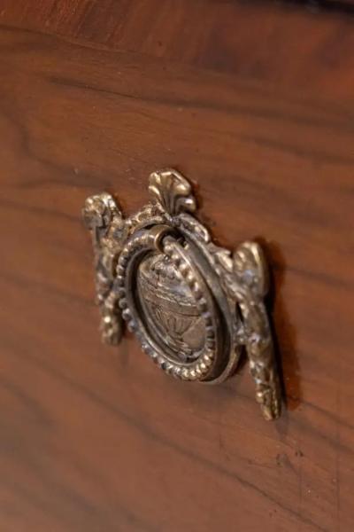 Italian Neoclassical 18th Century Walnut Mahogany and Ash Three Drawer Chest