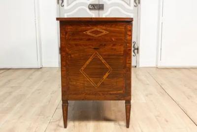 Italian Neoclassical 18th Century Walnut Mahogany and Ash Three Drawer Chest