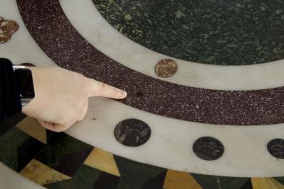 Italian Neoclassical Antique Pietra Dura Center Table w Bronze Base