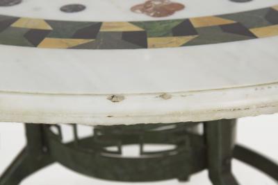 Italian Neoclassical Antique Pietra Dura Center Table w Bronze Base