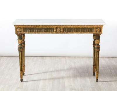 Italian Neoclassical Carved Painted and Gilded Console Table