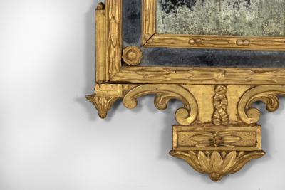Italian Neoclassical Giltwood Mirror Original Mercury Plates Italy Circa 1800