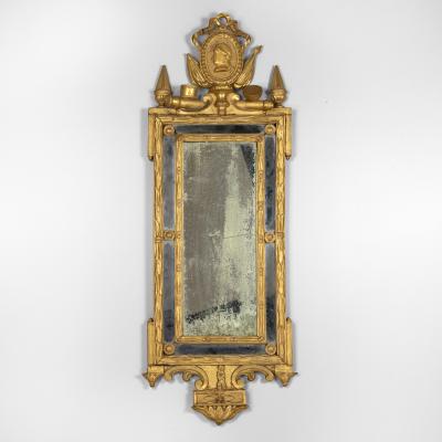 Italian Neoclassical Giltwood Mirror Original Mercury Plates Italy Circa 1800