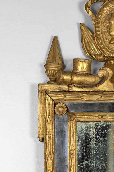 Italian Neoclassical Giltwood Mirror Original Mercury Plates Italy Circa 1800