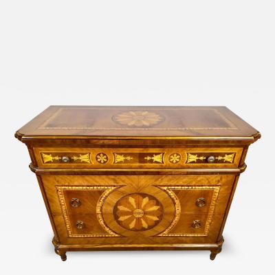 Italian Neoclassical Marquetry Decorative Crafts Three drawer Chest or Commode