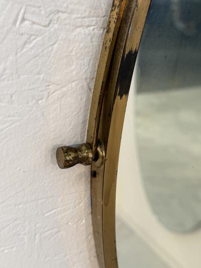 Italian Neoclassical Oval Mirror with Brass Bow and Ribbon Detail 1950s