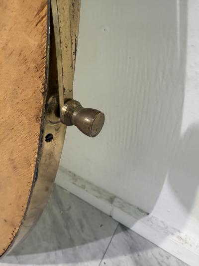 Italian Neoclassical Oval Mirror with Brass Bow and Ribbon Detail 1950s