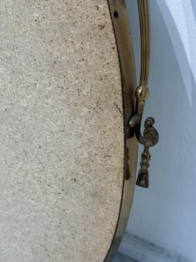 Italian Neoclassical Oval Mirror with Brass Ribbon and Tassel Detailing 1950s