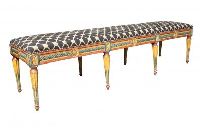 Italian Neoclassical Polychrome Painted Long Bench