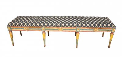 Italian Neoclassical Polychrome Painted Long Bench