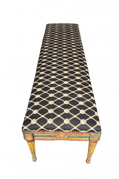Italian Neoclassical Polychrome Painted Long Bench