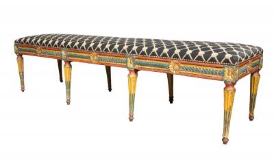Italian Neoclassical Polychrome Painted Long Bench
