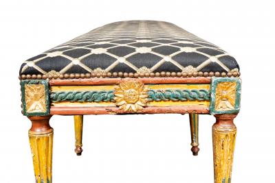 Italian Neoclassical Polychrome Painted Long Bench