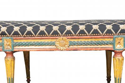 Italian Neoclassical Polychrome Painted Long Bench