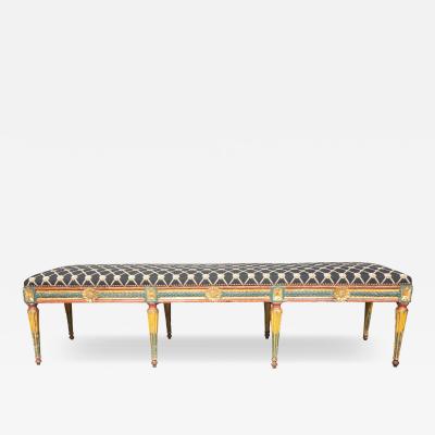 Italian Neoclassical Polychrome Painted Long Bench