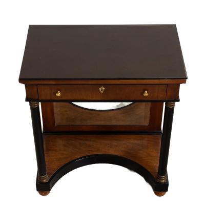 Italian Neoclassical Revival Concave D Shape Mirrored Back Small Sideboard