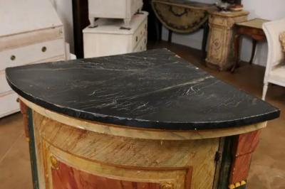 Italian Neoclassical Style 19th Century Marbleized Corner Cabinet with One Door
