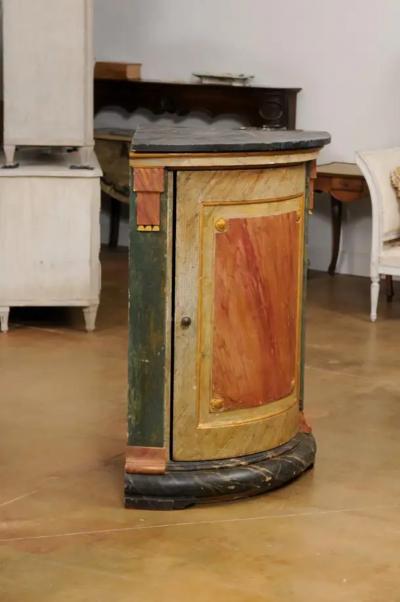 Italian Neoclassical Style 19th Century Marbleized Corner Cabinet with One Door
