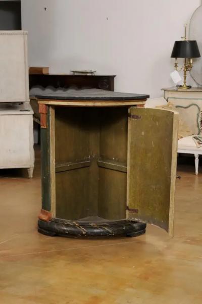 Italian Neoclassical Style 19th Century Marbleized Corner Cabinet with One Door