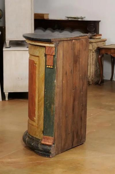 Italian Neoclassical Style 19th Century Marbleized Corner Cabinet with One Door