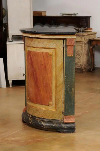 Italian Neoclassical Style 19th Century Marbleized Corner Cabinet with One Door
