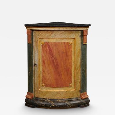 Italian Neoclassical Style 19th Century Marbleized Corner Cabinet with One Door