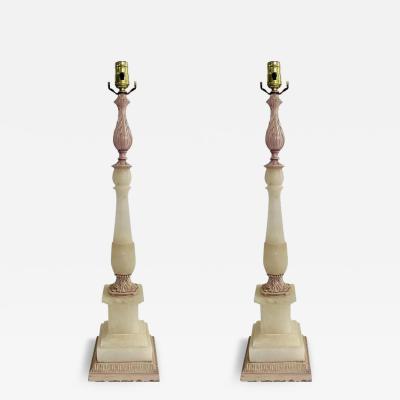 Italian Neoclassical Style Alabaster Table Lamp a Pair