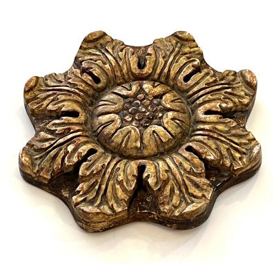 Italian Neoclassical Style Brown Painted and Parcel Gilt Architectural Medallion