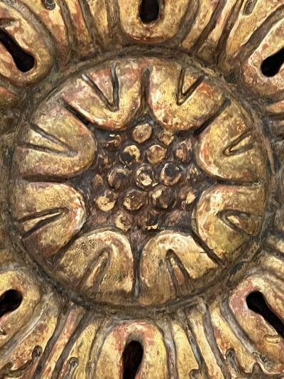Italian Neoclassical Style Brown Painted and Parcel Gilt Architectural Medallion