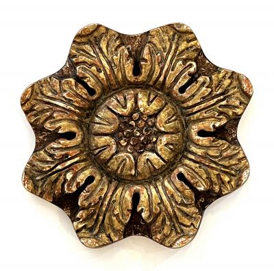 Italian Neoclassical Style Brown Painted and Parcel Gilt Architectural Medallion