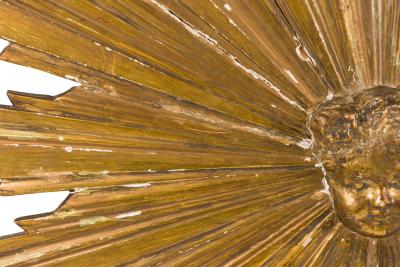 Italian Neoclassical Style Carved Giltwood Sunburst and Putti Wall Plaque