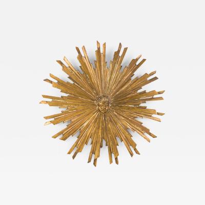 Italian Neoclassical Style Carved Giltwood Sunburst and Putti Wall Plaque