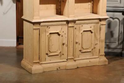 Italian Neoclassical Style Carved Pine Bookcase with Arched Motifs and Capitals