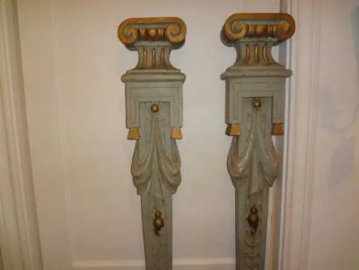 Italian Neoclassical Style Painted and Giltwood Architectural Pilaster Columns