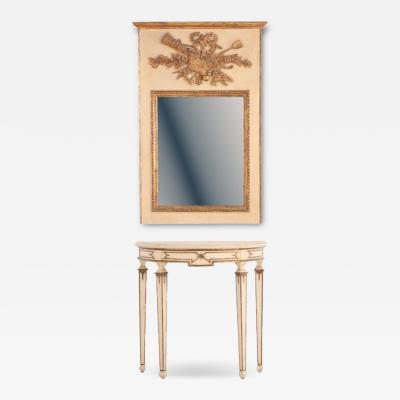 Italian Neoclassical style painted giltwood console table mirror C 1950 
