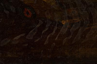 Italian Oil Painting of a White Peacock and Other Birds in a Giltwood Frame