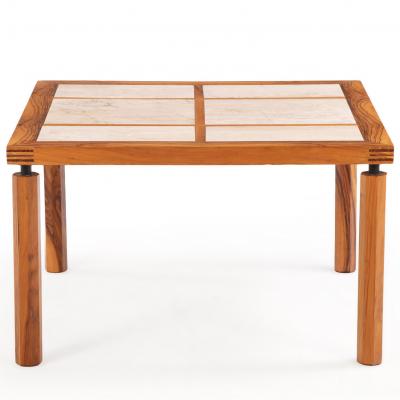 Italian Olive Wood and Travertine Dining Table C 1960