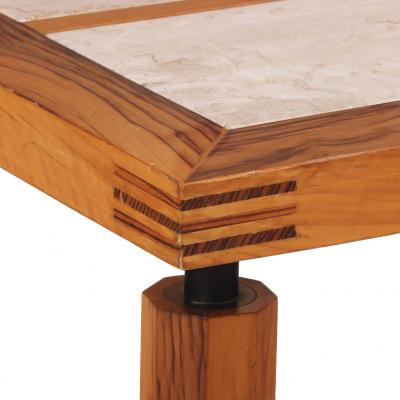 Italian Olive Wood and Travertine Dining Table C 1960
