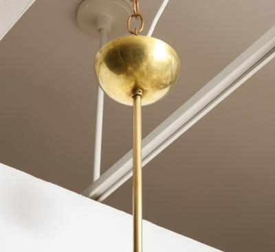 Italian Opaline Glass and Brass Six Arm Chandelier Italy circa 1950