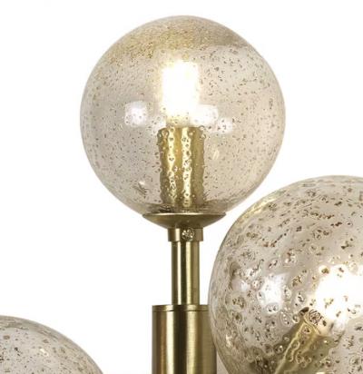 Italian Organic Bespoke Ball Flower Brass Sconce with 3 Murano Glass Spheres