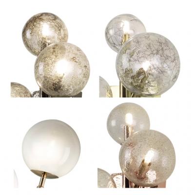 Italian Organic Bespoke Ball Flower Brass Sconce with 3 Murano Glass Spheres