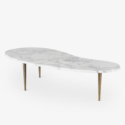 Italian Organic Form Carrara Marble Cocktail Table