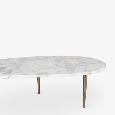 Italian Organic Form Carrara Marble Cocktail Table