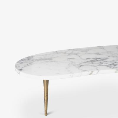 Italian Organic Form Carrara Marble Cocktail Table