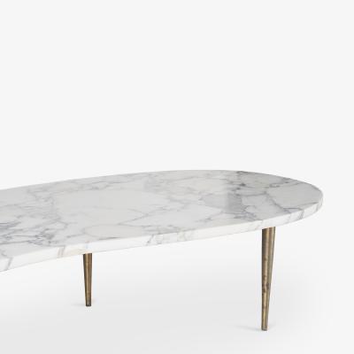 Italian Organic Form Carrara Marble Cocktail Table