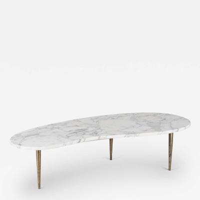 Italian Organic Form Carrara Marble Cocktail Table