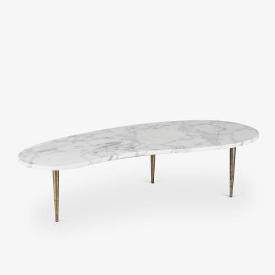 Italian Organic Form Carrara Marble Cocktail Table