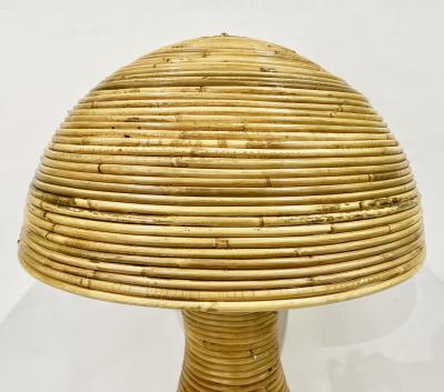 Italian Organic Modern Contemporary Brass Rattan Mushroom Table Floor Lamps