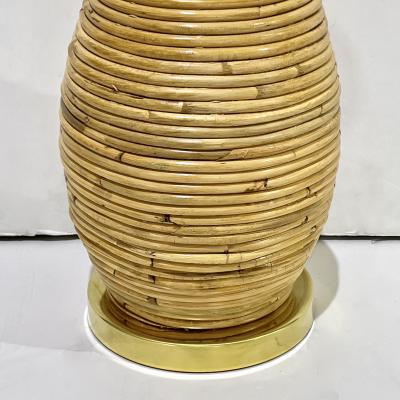 Italian Organic Modern Contemporary Brass Rattan Mushroom Table Floor Lamps
