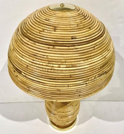 Italian Organic Modern Contemporary Brass Rattan Mushroom Table Floor Lamps